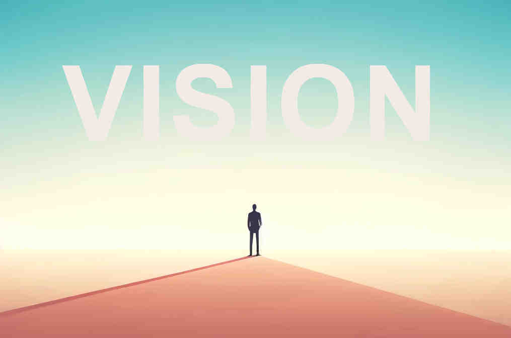 Person steht am Rand eines weiten Horizonts und blickt in den strahlenden, endlosen Himmel, was das Potenzial und die unendlichen Möglichkeiten symbolisiert.