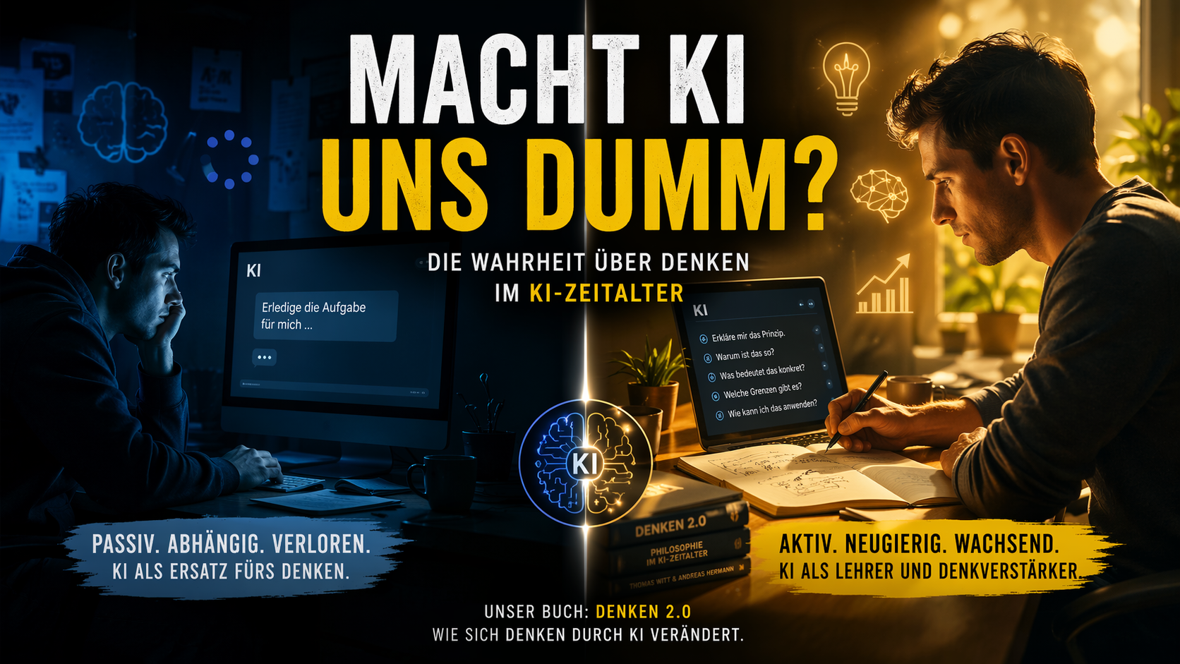 Macht KI uns dumm oder klüger – Gegenüberstellung von passiver und aktiver KI-Nutzung