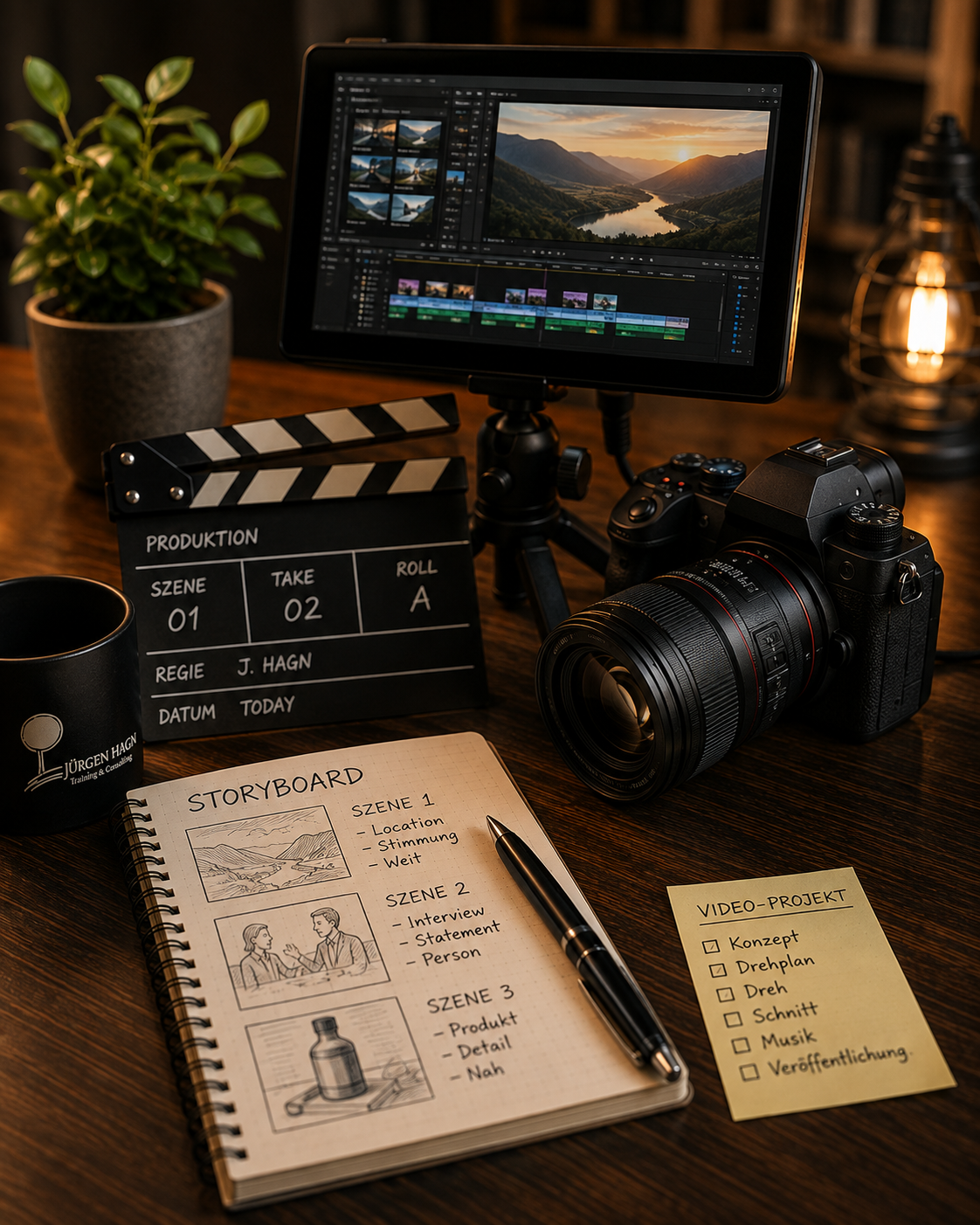 erkstatt-Videos Mitarbeiter arbeiten gemeinsam an einem Imagevideo-Projekt im Büro